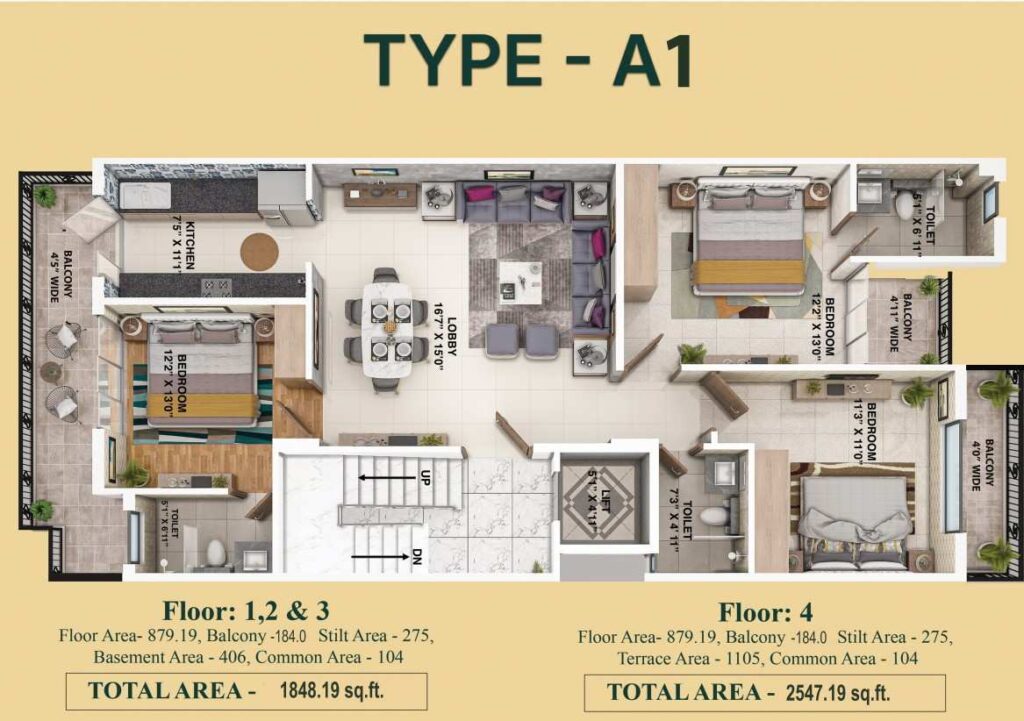 3.5 BHK Floor Plan
