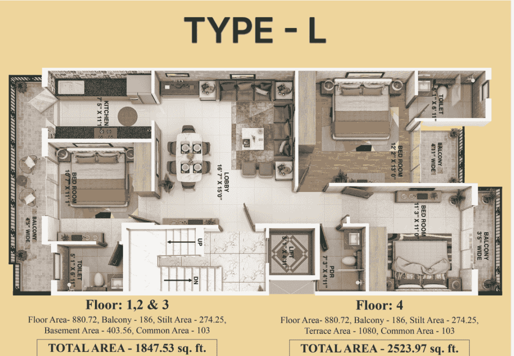 3 BHK Floor Plan